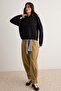 Black Thick Fleece Lined Hooded Drawstring Oversize Knitted Sweatshirt Twoaw27Sw00140 - 2