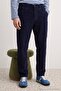 Lacivert Kadife 100% Pamuk Straight Fit Boru Paça Normal Bel Kışlık Pantolon TMNAW27PL00014