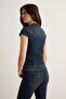 Koyu Mavi Düğme Detaylı Denim Bluz TWOAW27BZ00311 - 4