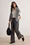 Antrasit Çizgili Pilili Wide Leg/Geniş Paça Kumaş Pantolon TWOAW27PL00061 - 2