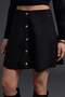 Black Plain Buttoned A-Line/A-Line Bell Form Mini Suede Knitted Skirt Twoaw27Et00050 - 3