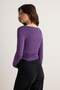 Mor Düz Fitted/Vücuda Oturan Büzgü/Drape Detaylı Esnek Örme Bluz TWOAW25BZ00225 - 4