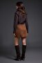 Brown A-Line/A-Line Shaped Mini Length Suede Fabric Knitted Skirt with Shorts Inside & Bermuda Twoaw27Sr00039 - 4