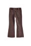Kahverengi %100 Pamuk Ayarlanabilir Lastikli Düz Kız Çocuk Kalp Nakışlı Denim Jeans - 3