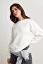 Ecru Thick Fleece Inside Basic Oversize Crew Neck Knitted Sweatshirt Twoaw27Sw00142