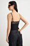 Black V-Neck Lace Detailed Strappy Bodysuit Tpraw27Bd00026 - 5