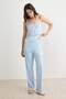 Light Blue 100% Cotton Lace Detailed Pointel/Ribbed Knitted Pajama Set Thmaw27Pt00035 - 2