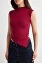 Siyah-Ekru-Bordo 3'lü Paket Fitted/Vücuda Oturan Dik Yaka Örme Bluz TWOSS26BZ01131 - 3