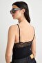 Black V-Neck Lace Detailed Strappy Bodysuit Tpraw27Bd00026 - 4