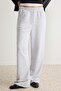 Gray Melange Elastic Waist Basic Jogger Drawstring Knitted Sweatpants Twoaw26Ea00016 - 3