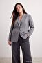 Anthracite Striped Lined Regular/Regular Fit Woven Blazer Plus Size Jacket Tbbaw27Ag00010 - 4