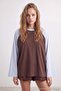 Wardrobe Essentials Çok Renkli Premium Reglan Kol Oversize Beyzbol Örme T-Shirt TWOAW27TS00001