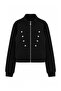 Siyah Fermuarlı Dik Yaka Mandarin Düğme Detaylı Regular Kalıp Örme Hırka/Sweatshirt TWOAW27SW00036 - 6