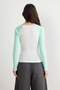Turkuaz Fitted Bisiklet Yaka Reglan Kol Beyzbol Pamuk Ribana Örme T-Shirt TWOSS26TS00237 - 4