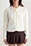 Ecru Openwork V-Neck Regular Knitwear Cardigan Twoaw27Hi00160 - 3