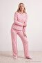 Pembe Çiçekli Kapüşonlu Yumuşak Tuşe Örme Pijama Takımı THMAW27PT00158 - 2