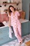 Pembe-Çok Renkli %100 Pamuklu Eğlence Desenli Örme Pijama Takımı THMSS26PT00008 - 3