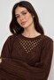 Brown Soft Textured Knit Detailed Knitwear Sweater Twoaw27Kz00268
