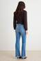 Premium Mavi Orta Esnek Düşük Bel İspanyol Paça Flare Jeans TWOAW27JE00204 - 6