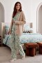 Green 100% Cotton Floral Shirt Collar Piped Knitted Pajama Set THMAW26PT00152 - 3