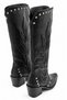 Statice Women's Black Leather Embossed Embroidered Pointed Toe Thick Heeled Below the Knee Cowboy Boots 6.5 cm Heel - 5