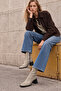 Women's Light Beige Square Toe Stretch Boots Heel 5 cm - 2
