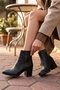Asper Black Leather Heeled Daily Use Women's Boots - 8