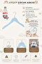 Wooden Ksç 3-7 Years Old 30cm Children's Hanger Blue Color 6 Pieces