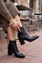 Asper Black Leather Heeled Daily Use Women's Boots - 3