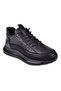 Genuine Leather Rubber Laced Men's Sports Shoes Voy-053 Black