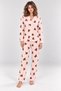 Women's Pink Teddy Bear Patterned Buttoned Front Pajama Set 6003-1