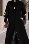 Angora Fox Coat with Sleeve Tip Knitwear Detail Tsd250246 Black - 4
