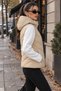 Women's Contrast Color Softshell Sleeves Hooded Double Pocket Thermal Puffer Coat - 3