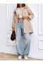 Women's Hooded Elastic Waist Foldable Sleeve Lined Trench Coat - 8
