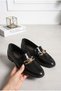 Gold Ribbon Buckle Loafer Shoes - 3