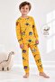 Boy's 100% Cotton Yellow Dinosaur Patterned Pajama Set - 2