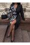 White Geometric Patterned Belted Trench Coat - 3