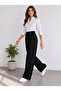 Women's Black High Waist Pleated Buttoned Lycra Stretchy Comfortable Fit Palazzo Pants - 7