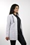 Women's White Long Sleeve 80 Cm Jacket-Collar Alpaca-Blend Coat for Teachers, Doctors, Pharmacists, and Nurses - 3