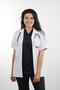 Women's White Short Sleeve 70 cm Jacket Collar Alpaca Teacher Doctor Pharmacist Nurse Apron - 2