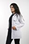 Women's White Long Sleeve 80 Cm Jacket-Collar Alpaca-Blend Coat for Teachers, Doctors, Pharmacists, and Nurses - 2