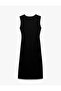 Lined Comfortable Fit V-Neck Aerobin Fabric Sleeveless Long Dress - 4
