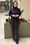 Asymmetrical Pleated Detailed Tunic Pants Modal Set - 2