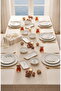 Botanical Green Camellia Leaf Patterned Luxury Ceramic 14 Piece Breakfast Set for 6 People - 6