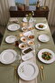 Botanical Green Camellia Leaf Patterned Luxury Ceramic 14 Piece Breakfast Set for 6 People - 5