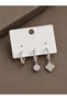 Brass Silver Color Clover Model 3-Piece Women's Earring Set