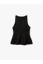 Slim Fit Sleeveless Crew Neck Peplum Blouse - 4