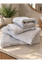 100% Cotton 2-Piece Towel Set 50X90 Hand and Face Towel + 70X140 Bath Towel with Gray Border - 4