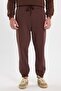 Unisex relaxed fit fleece-lined sweatpants with 3 pockets and elasticated jogger cuffs - brown - 2