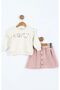 Girl's "Loved" Embroidered Sweatshirt and Velvet Skirt Two-Piece Set-107581B - 2